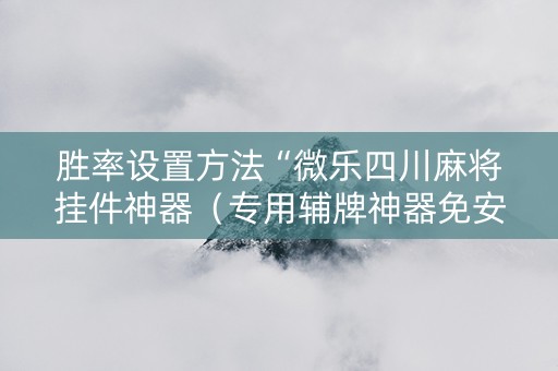 胜率设置方法“微乐四川麻将挂件神器（专用辅牌神器免安装）