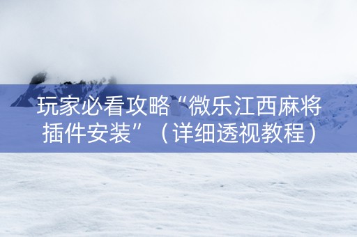 玩家必看攻略“微乐江西麻将插件安装”（详细透视教程）-哔哩哔哩