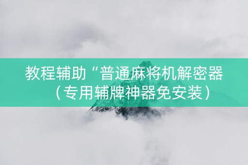 教程辅助“普通麻将机解密器（专用辅牌神器免安装）