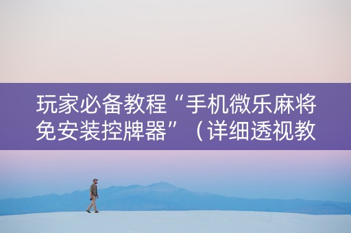玩家必备教程“手机微乐麻将免安装控牌器”（详细透视教程）-哔哩哔哩