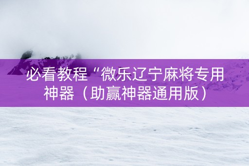必看教程“微乐辽宁麻将专用神器（助赢神器通用版）