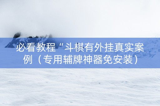 必看教程“斗棋有外挂真实案例（专用辅牌神器免安装）