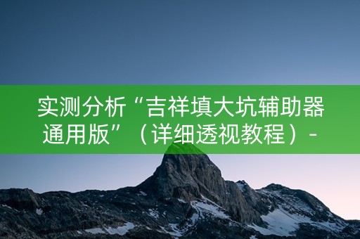 实测分析“吉祥填大坑辅助器通用版”（详细透视教程）-哔哩哔哩