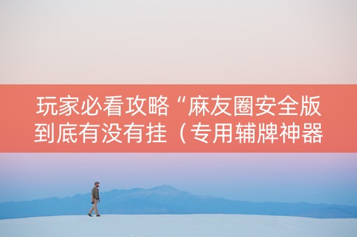 玩家必看攻略“麻友圈安全版到底有没有挂（专用辅牌神器免安装）