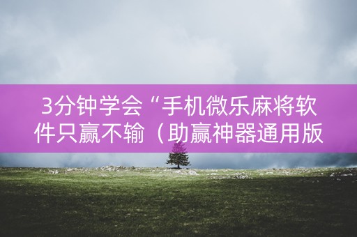 3分钟学会“手机微乐麻将软件只赢不输（助赢神器通用版）
