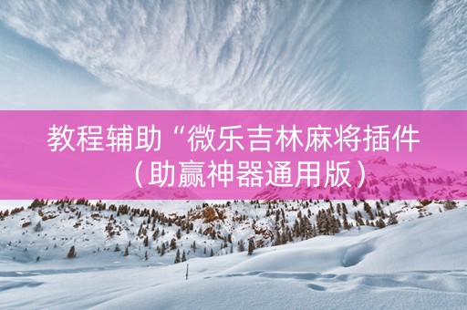 教程辅助“微乐吉林麻将插件（助赢神器通用版）