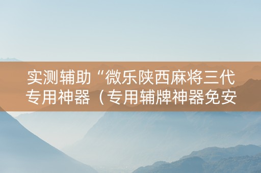实测辅助“微乐陕西麻将三代专用神器（专用辅牌神器免安装）