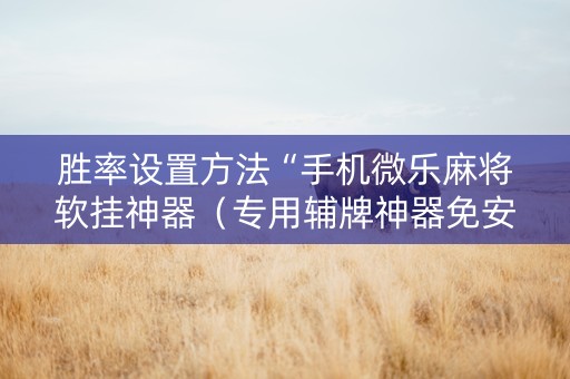 胜率设置方法“手机微乐麻将软挂神器（专用辅牌神器免安装）