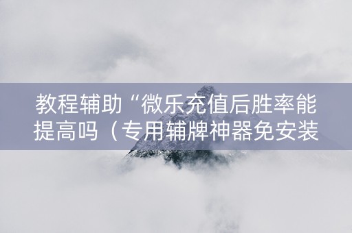 教程辅助“微乐充值后胜率能提高吗（专用辅牌神器免安装）