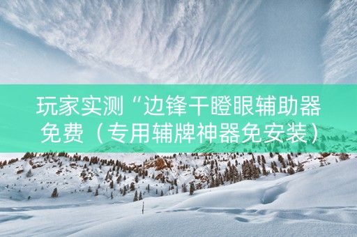 玩家实测“边锋干瞪眼辅助器免费（专用辅牌神器免安装）