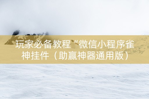 玩家必备教程“微信小程序雀神挂件（助赢神器通用版）