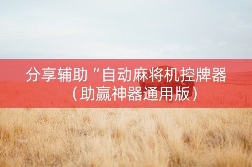 分享辅助“自动麻将机控牌器（助赢神器通用版）