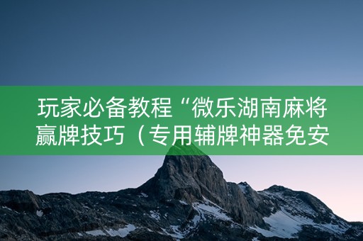 玩家必备教程“微乐湖南麻将赢牌技巧（专用辅牌神器免安装）