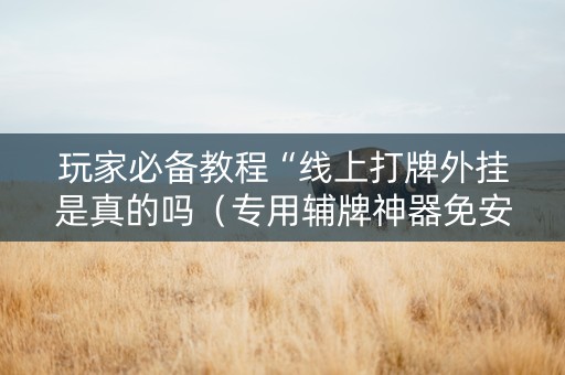 玩家必备教程“线上打牌外挂是真的吗（专用辅牌神器免安装）