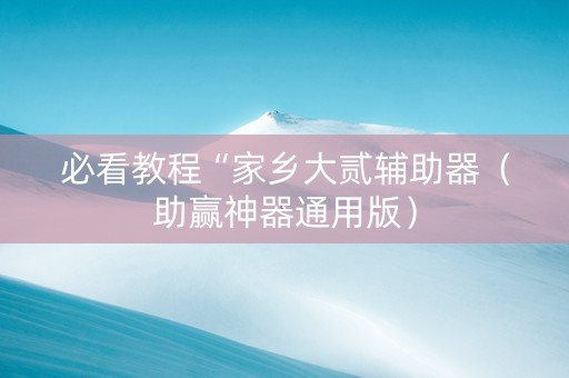 必看教程“家乡大贰辅助器（助赢神器通用版）