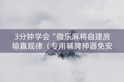 3分钟学会“微乐麻将自建房输赢规律（专用辅牌神器免安装）