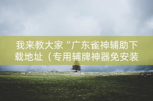 我来教大家“广东雀神辅助下载地址（专用辅牌神器免安装）