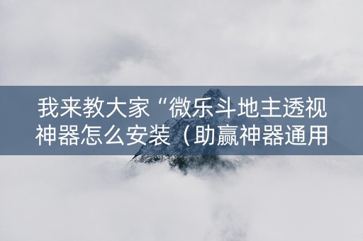 我来教大家“微乐斗地主透视神器怎么安装（助赢神器通用版）