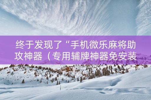 终于发现了“手机微乐麻将助攻神器（专用辅牌神器免安装）