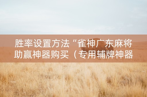 胜率设置方法“雀神广东麻将助赢神器购买（专用辅牌神器免安装）