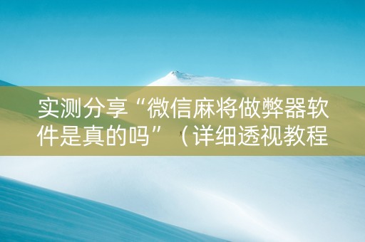 实测分享“微信麻将做弊器软件是真的吗”（详细透视教程）-哔哩哔哩