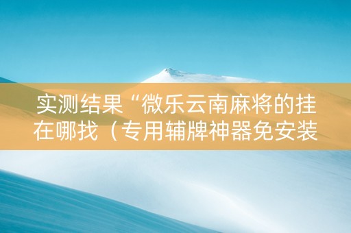 实测结果“微乐云南麻将的挂在哪找（专用辅牌神器免安装）