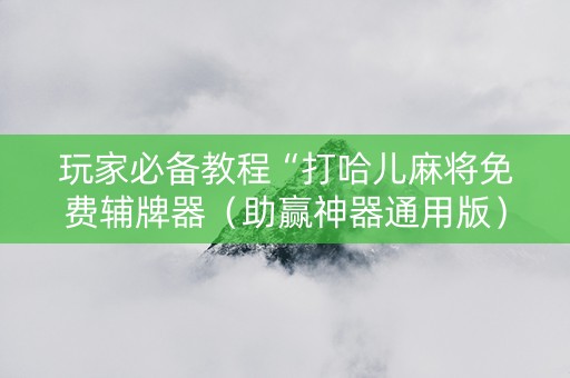 玩家必备教程“打哈儿麻将免费辅牌器（助赢神器通用版）