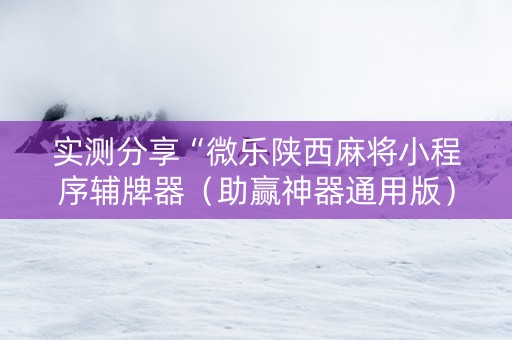 实测分享“微乐陕西麻将小程序辅牌器（助赢神器通用版）