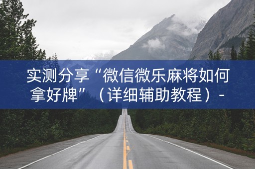 实测分享“微信微乐麻将如何拿好牌”（详细辅助教程）-哔哩哔哩