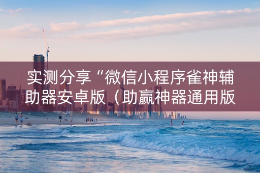 实测分享“微信小程序雀神辅助器安卓版（助赢神器通用版）