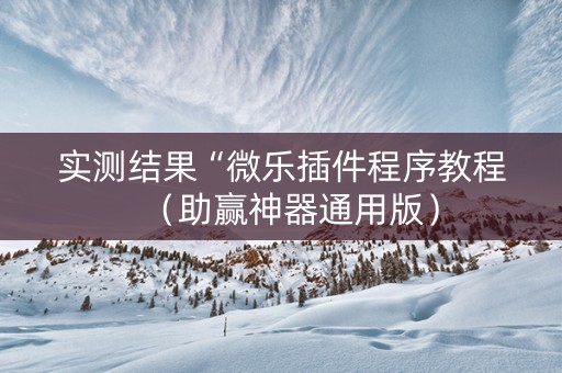 实测结果“微乐插件程序教程（助赢神器通用版）