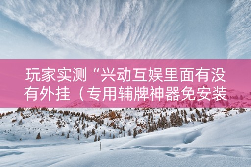 玩家实测“兴动互娱里面有没有外挂（专用辅牌神器免安装）