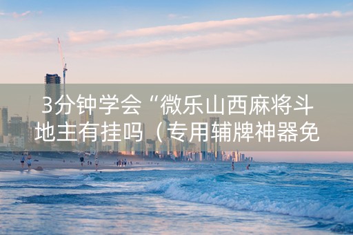 3分钟学会“微乐山西麻将斗地主有挂吗（专用辅牌神器免安装）