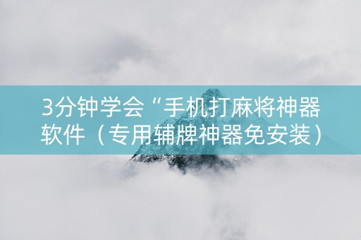 3分钟学会“手机打麻将神器软件（专用辅牌神器免安装）