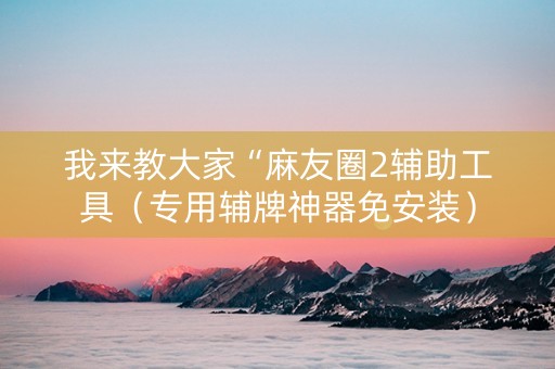 我来教大家“麻友圈2辅助工具（专用辅牌神器免安装）