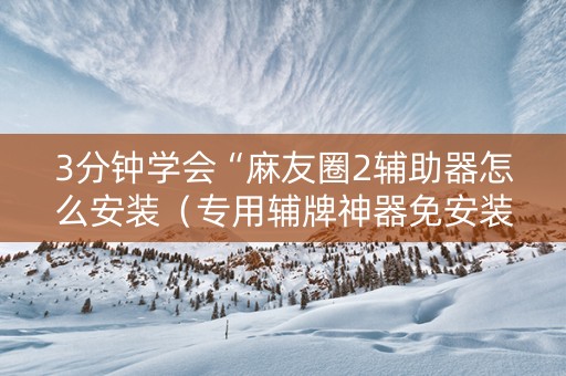 3分钟学会“麻友圈2辅助器怎么安装（专用辅牌神器免安装）