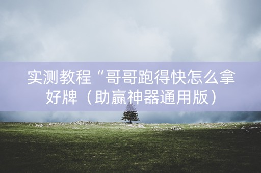 实测教程“哥哥跑得快怎么拿好牌（助赢神器通用版）