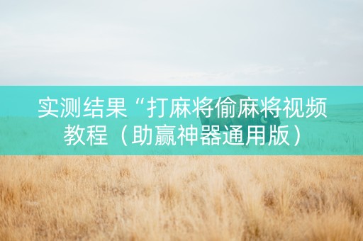 实测结果“打麻将偷麻将视频教程（助赢神器通用版）