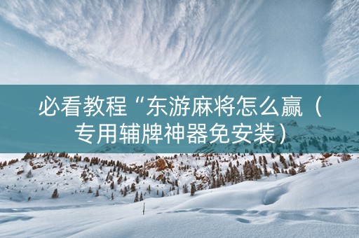 必看教程“东游麻将怎么赢（专用辅牌神器免安装）