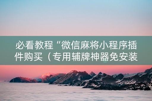 必看教程“微信麻将小程序插件购买（专用辅牌神器免安装）