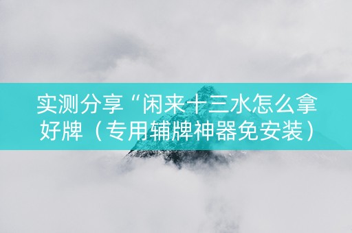 实测分享“闲来十三水怎么拿好牌（专用辅牌神器免安装）
