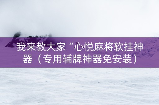 我来教大家“心悦麻将软挂神器（专用辅牌神器免安装）