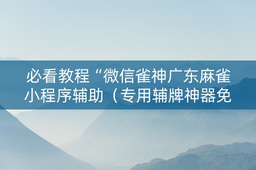 必看教程“微信雀神广东麻雀小程序辅助（专用辅牌神器免安装）
