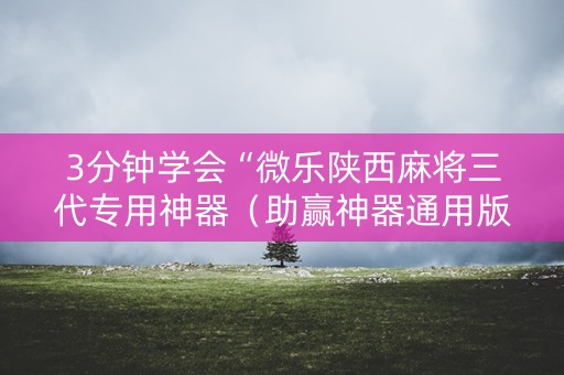3分钟学会“微乐陕西麻将三代专用神器（助赢神器通用版）