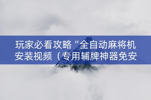 玩家必看攻略“全自动麻将机安装视频（专用辅牌神器免安装）