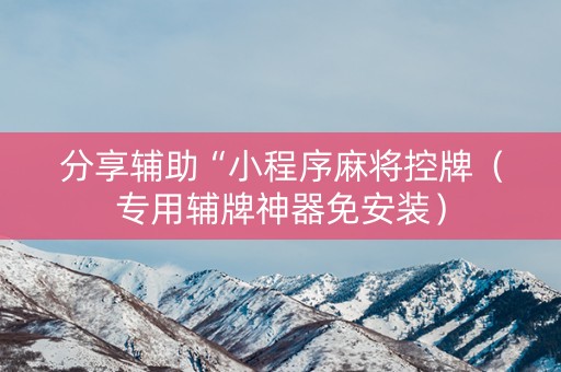 分享辅助“小程序麻将控牌（专用辅牌神器免安装）