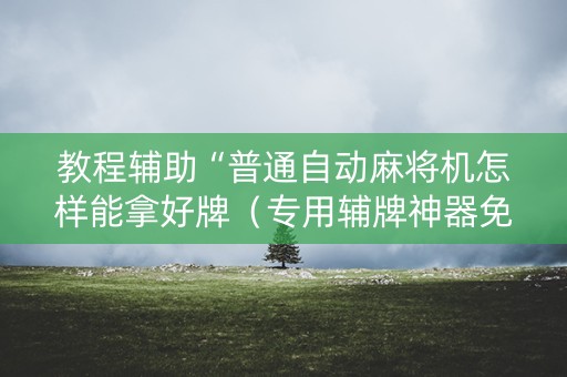 教程辅助“普通自动麻将机怎样能拿好牌（专用辅牌神器免安装）