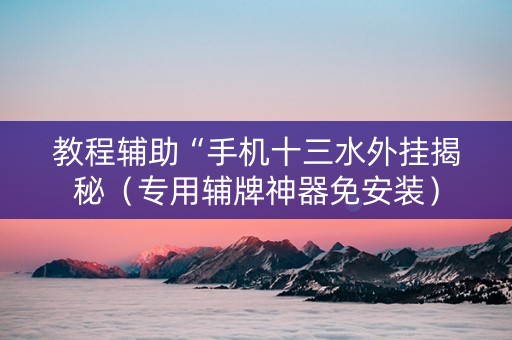 教程辅助“手机十三水外挂揭秘（专用辅牌神器免安装）