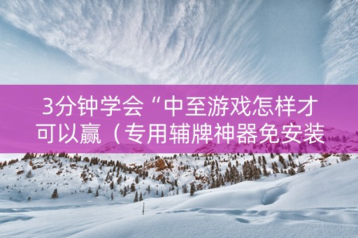 3分钟学会“中至游戏怎样才可以赢（专用辅牌神器免安装）