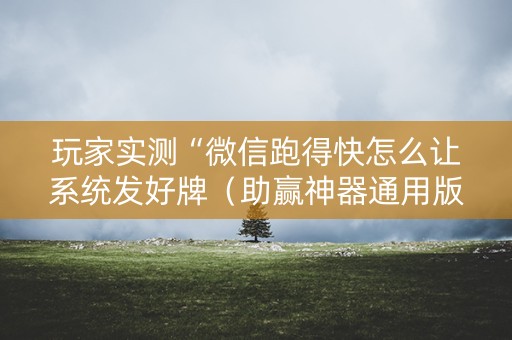 玩家实测“微信跑得快怎么让系统发好牌（助赢神器通用版）